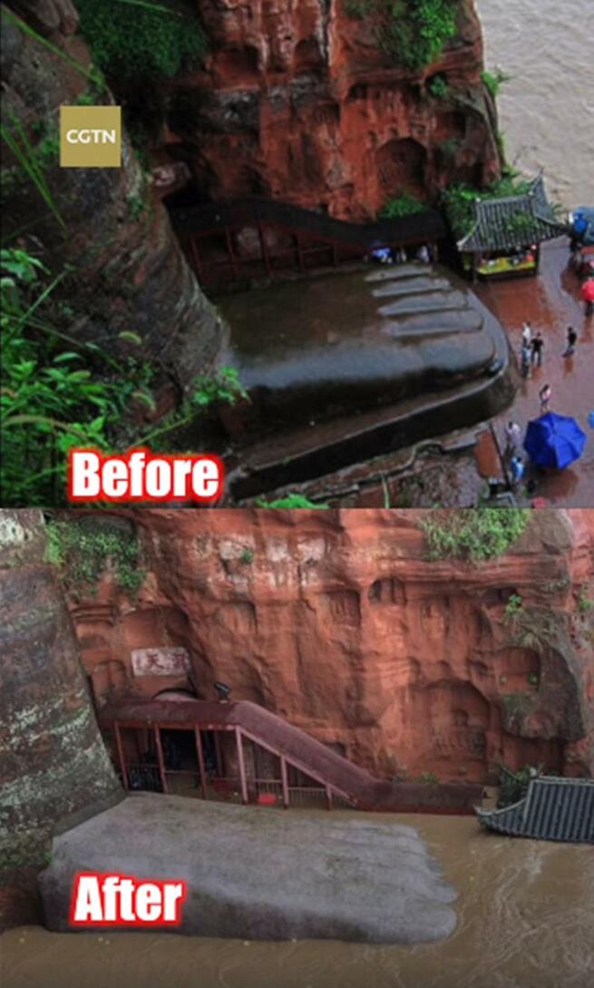 四川・楽山大仏の足先が豪雨で水没_fororder_１