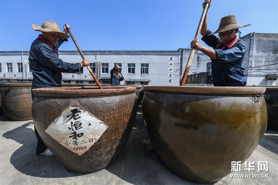 百年醬園“三伏”曬醬 傳統(tǒng)醬品香飄滿園