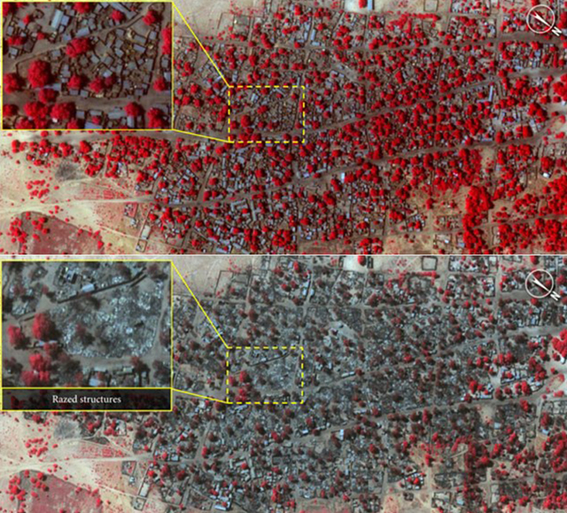 卫星图显示"博科圣地"屠城惨状 3000余建筑被毁