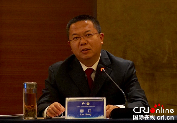 绵阳江油市市长柳江致辞(摄影 徐建华)