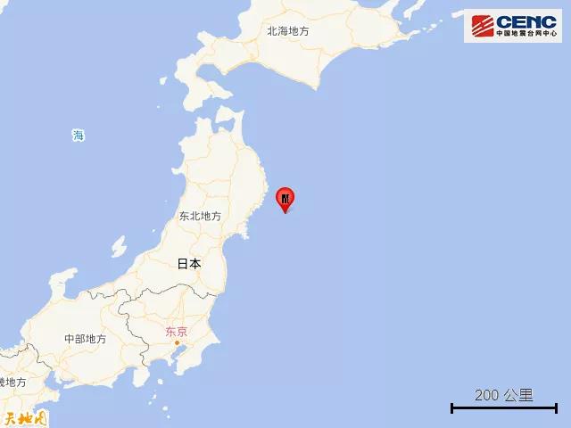 日本本州东岸近海发生5.9级地震