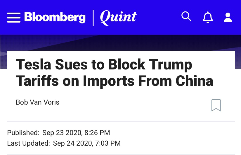 特斯拉不满对华高额关税 强势起诉特朗普政府
