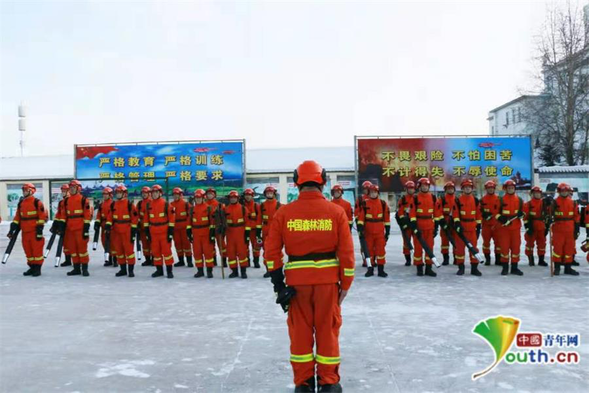 大兴安岭漠河森林消防大队开展春节战备演练