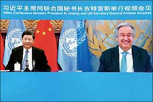 ประธานาธิบดีจีนพบกับเลขาธิการสหประชาชาติ เน้นย้ำสนับสนุนงานของสหประชาชาติอย่างแน่วแน่ต่อไป_fororder_20200924UN-CN1