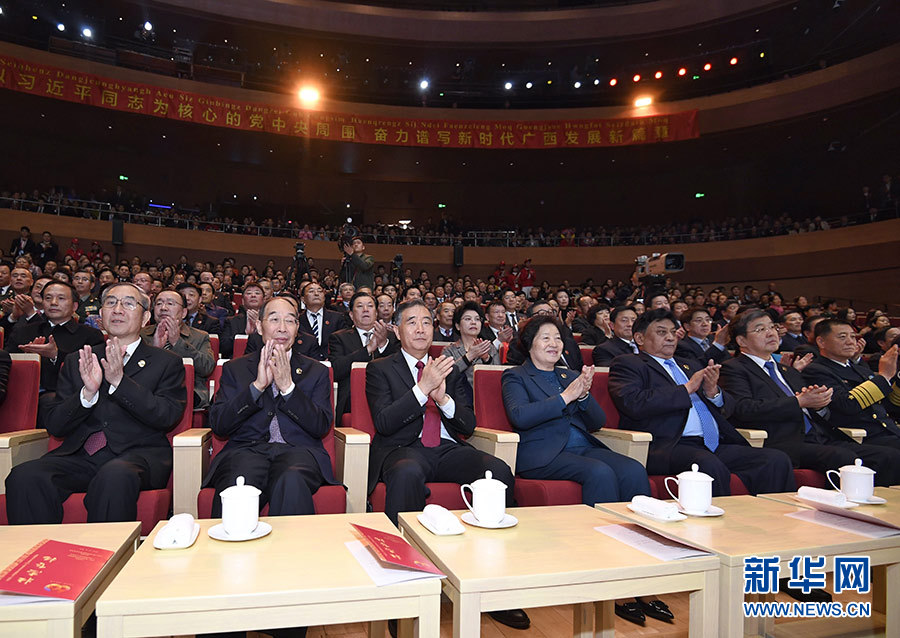 汪洋观看庆祝广西壮族自治区成立60周年文艺晚会《壮志飞扬》
