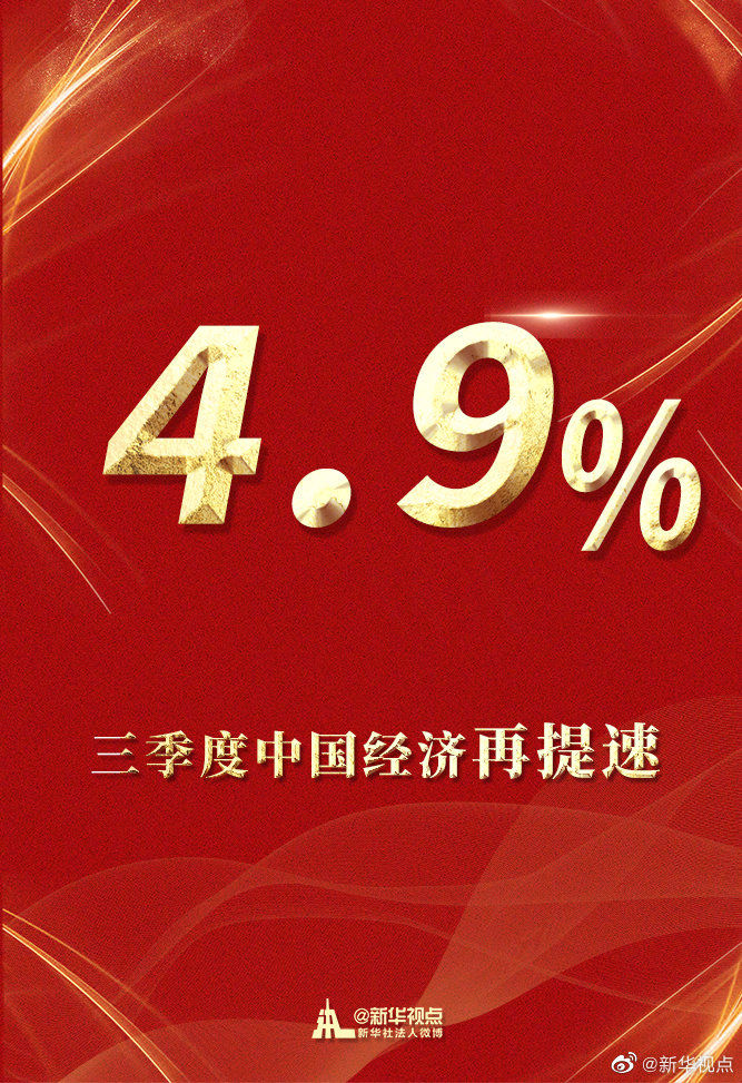 最新“成绩单”来了！三季度中国经济增速加快至4.9%
