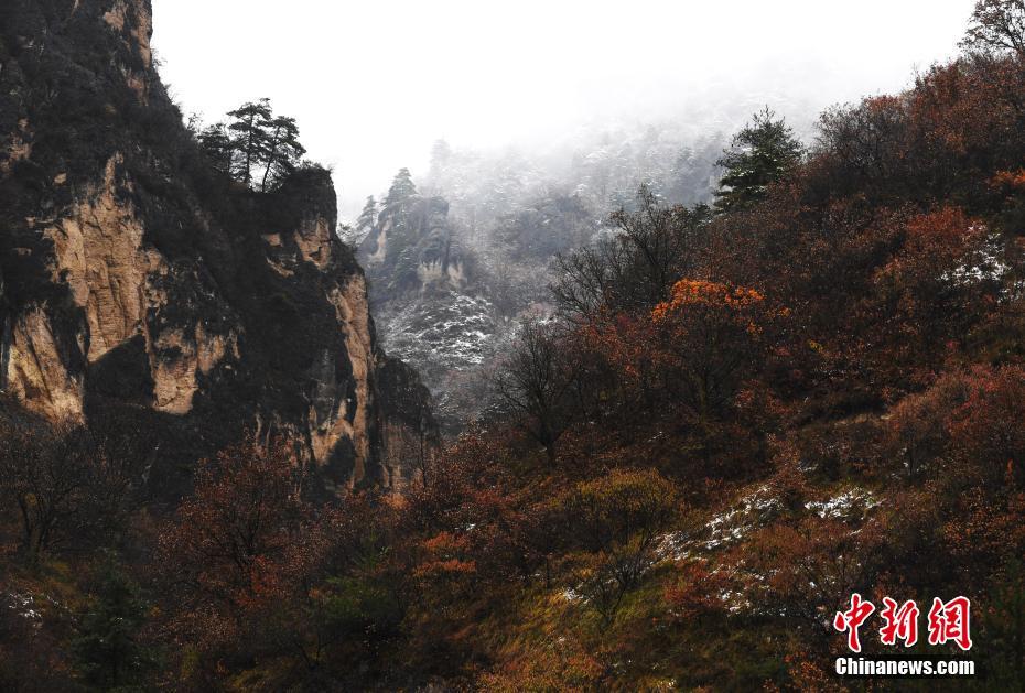 秋景色と雪景色の競演！　甘粛省崆峒山_fororder_甘肃3