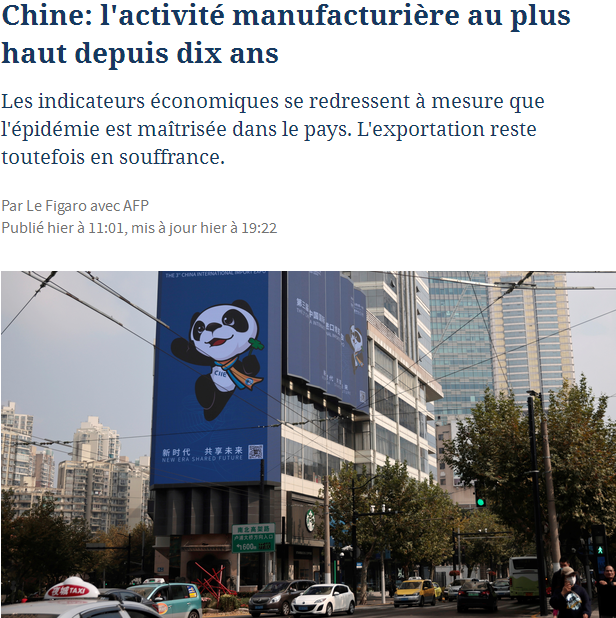 外媒关注中国经济复苏：制造业PMI连续8个月处于扩张区间
