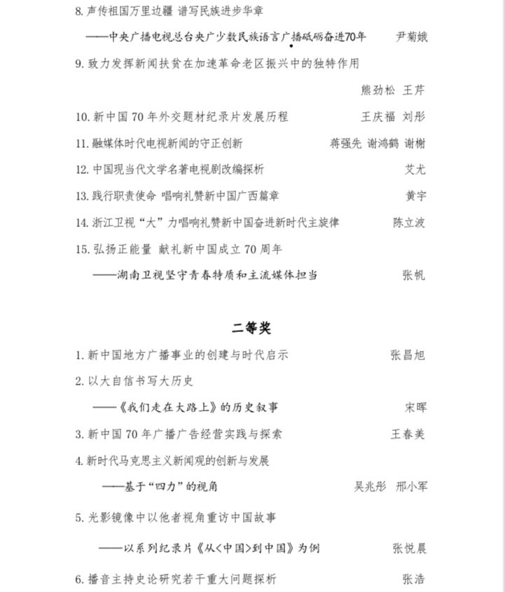 湖南廣電杯“新中國成立70周年與廣播電視”主題征文評選結果揭曉