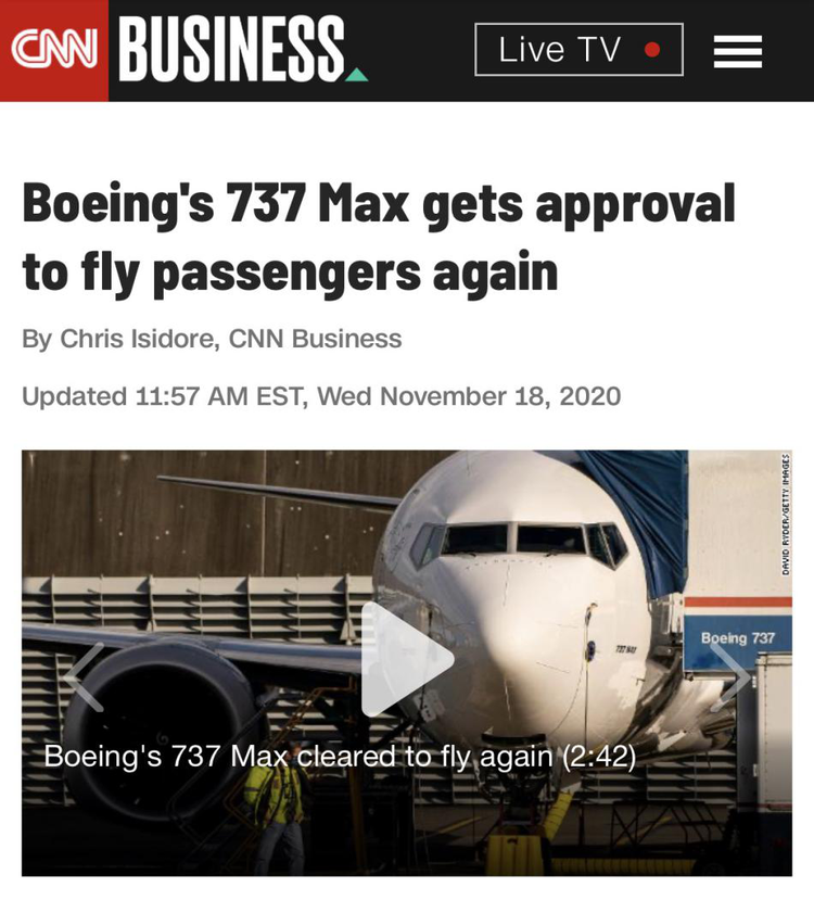 北美观察丨波音737 Max系列客机获准复飞 舆论为何仍不买账？