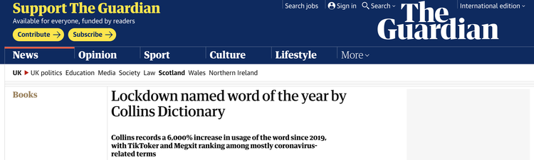 字典中的2020：“新冠”相关词汇成年度最热词