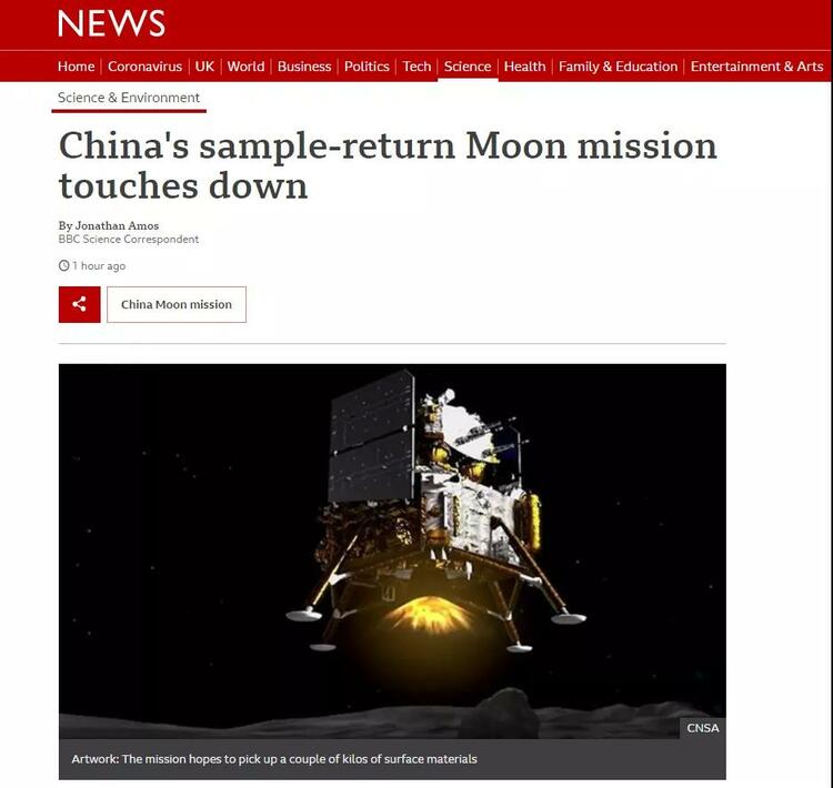 环球聚焦点丨“嫦娥”翩然落月“中国再次展现太空领域领先国家的实力”！