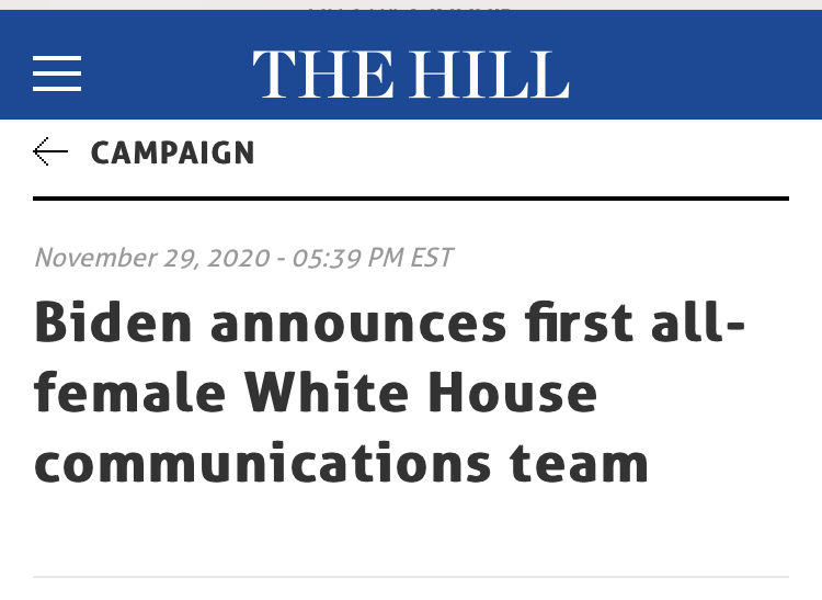 拜登公布美国历史上第一支“全女性”白宫通讯联络团队