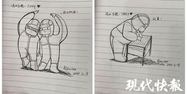 穿着防护服的医生摇身变"大白,这位患者的q版漫画太暖心