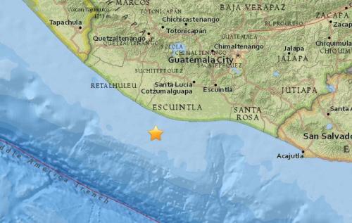 危地马拉南部海域发生5.0级地震 震源深度35公里