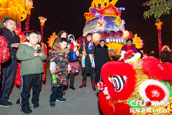 图片默认标题_fororder_5游客在大佛灯会观看舞狮表演（摄影-廖志全）