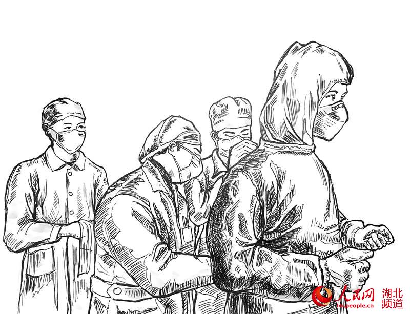 高校老师30幅钢笔画作再现武汉战“疫”的英雄瞬间