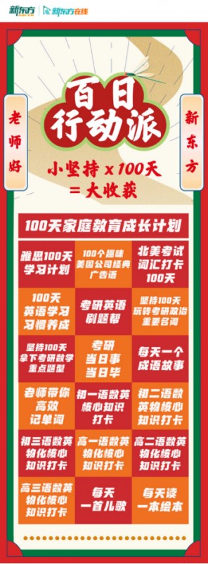 百日行动派即将开启 新东方在线好老师陪伴用户共同书写“坚持”的故事 百日行动派即将开启 新东方在线好老师陪伴用户共同书写“坚持”的故事