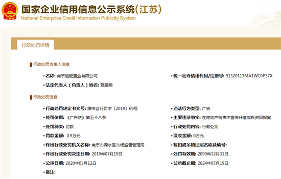 （供稿 房产页面 新闻速递） 南京开发商因发布违规广告被罚