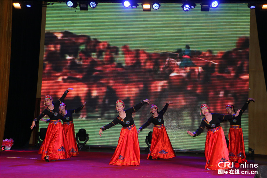 图片默认标题_fororder_4，驻拉各斯总领馆人员表演蒙古舞《一条小河》。 （王新俊 摄）