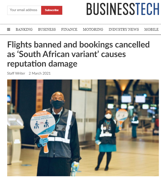 南非旅游业界人士呼吁停止将病毒标签化、地域化、污名化