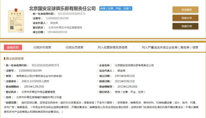 北京中赫国安完成更名 “北京国安”名称得以保留