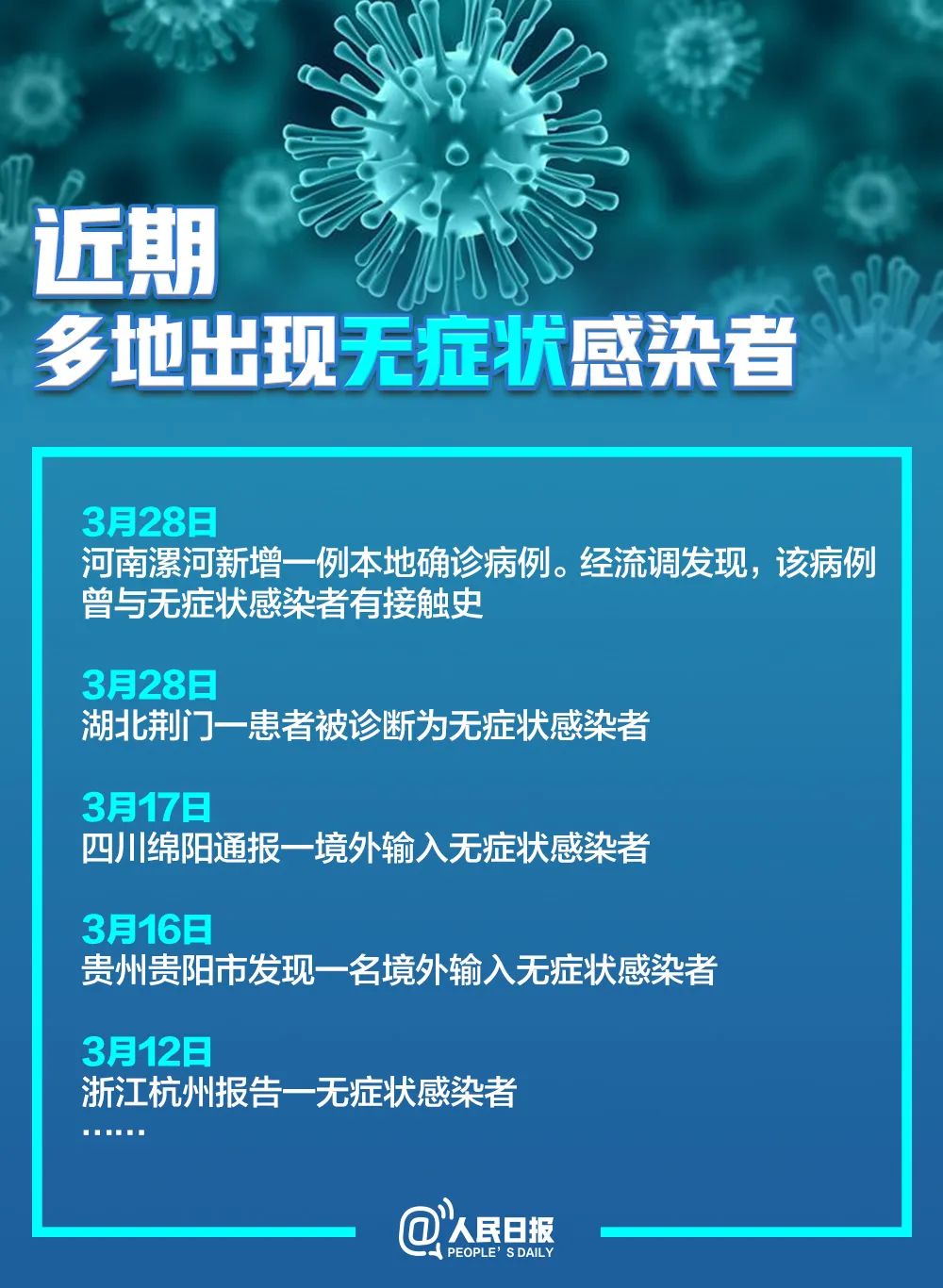 人民日报：无症状感染者有传染性吗？为何不纳入确诊？这条微信说清楚了