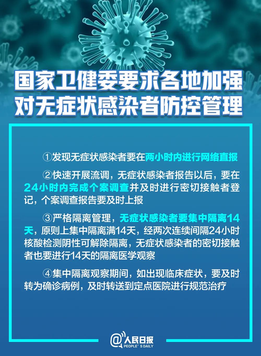 人民日报：无症状感染者有传染性吗？为何不纳入确诊？这条微信说清楚了