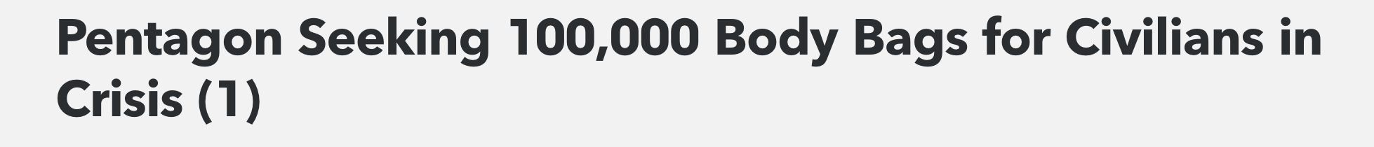 「海外网」美国五角大楼筹措10万个装尸袋 美媒：令人忧心