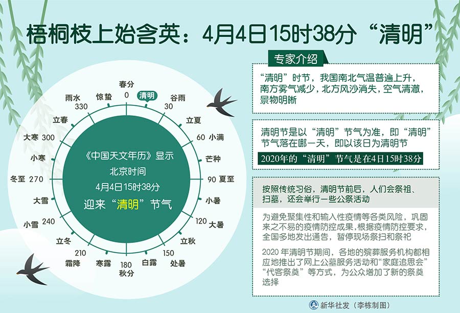 新华网■梧桐枝上始含英：4月4日15时38分“清明”