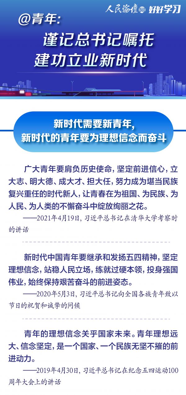 【好好学习】图解 | @青年：谨记总书记嘱托 建功立业新时代