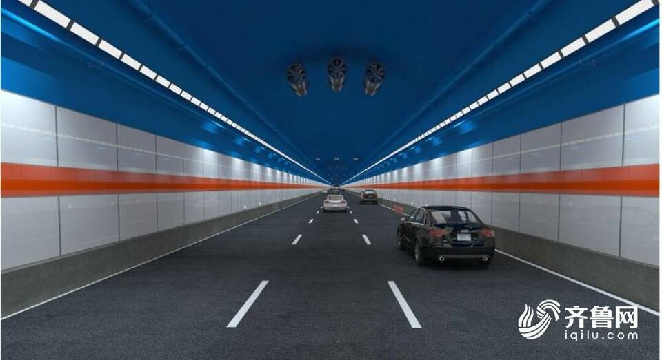 钛白色国际橘加天蓝色! 通车后的济南黄河隧道是这个样子