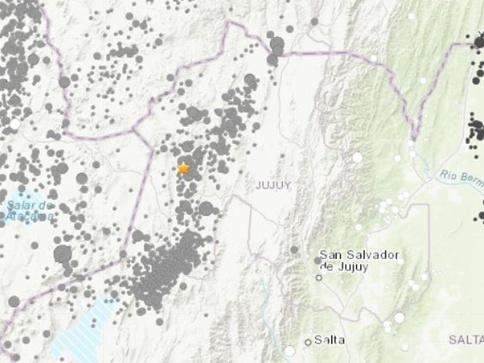 阿根廷西北部发生5.0级地震 震源深度192公里