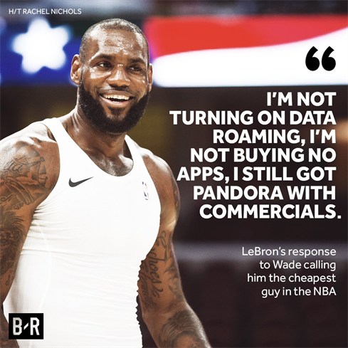 LBJ:我不开流量没WiFi就不用手机 只下载免费APP