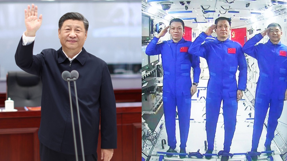 习近平同神舟十二号航天员亲切通话_fororder_1624452202338_193