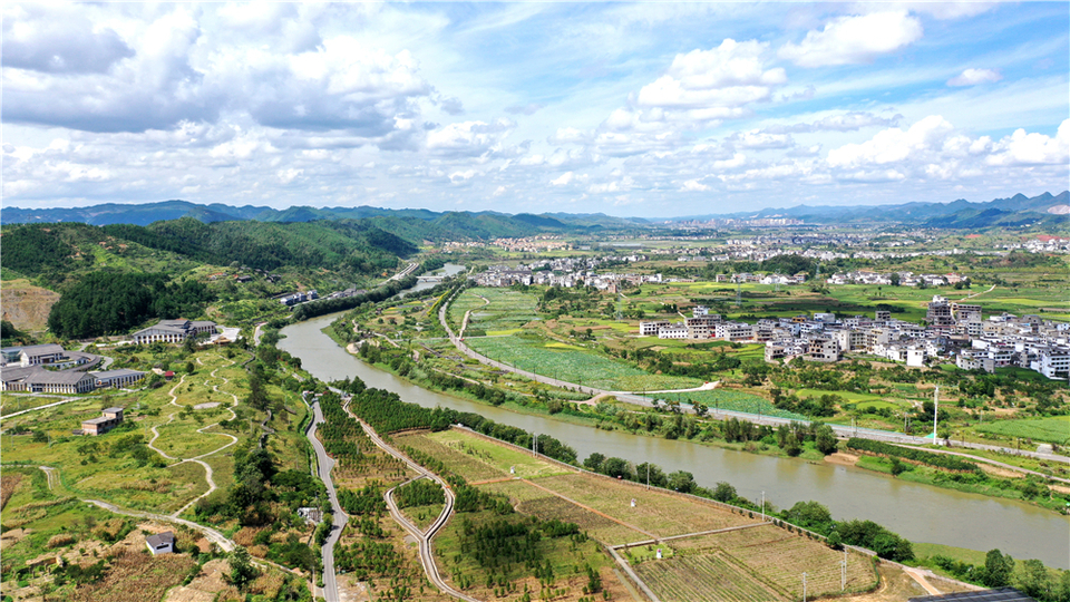 航拍贵州惠水美丽田园"好花红"