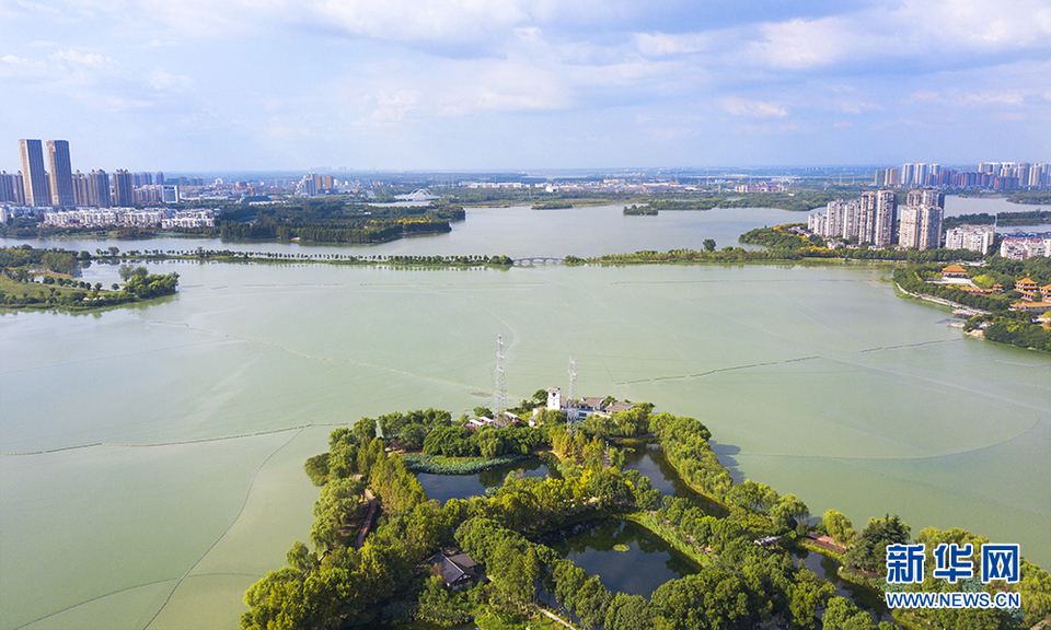 航拍武汉金银湖国家城市湿地公园