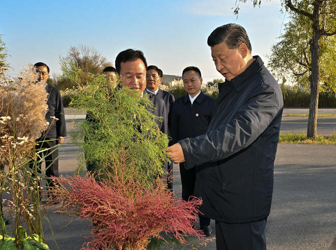 Pangulong Tsino, naglakbay-suri sa bunganga ng Dilaw na Ilog_fororder_20211021XiJinping3