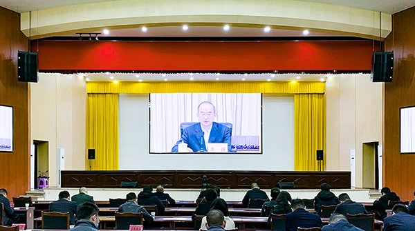 自贡大安:持续保持高压态势 全面落实安全防范各项措施_fororder_1电视电话会议现场