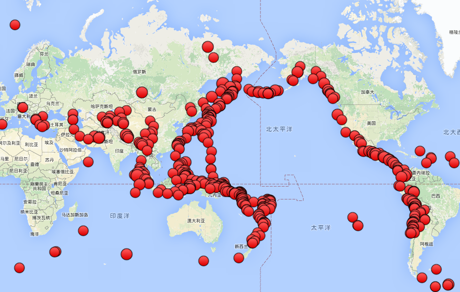 十年内全球6级以上地震分布(数据来源:中国地震台网)