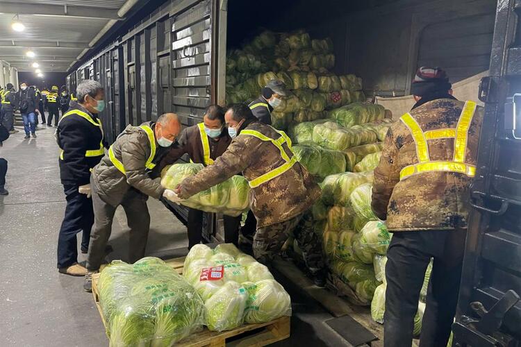 菜来了首批铁路运输的抗疫生活物资抵达西安