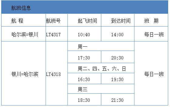 【黑龙江】【供稿】龙江航空7月16日将开通哈尔滨—银川直飞航线