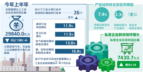 国家统计局：上半年消费品制造业利润增长较快
