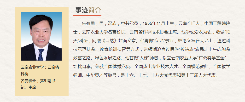 云南省“最美奋斗者”推荐人选