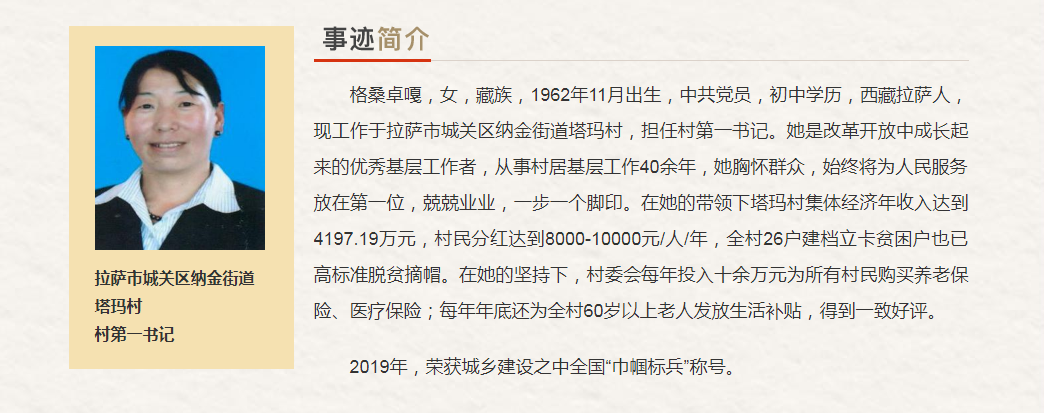 西藏自治区“最美奋斗者”推荐人选