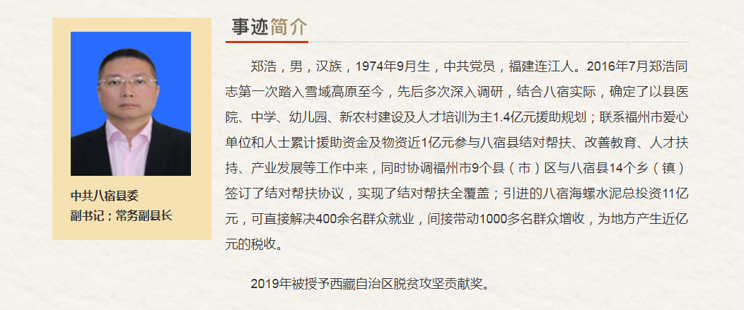 西藏自治区“最美奋斗者”推荐人选