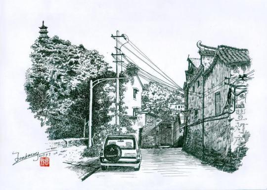 七旬老人走红网络：用钢笔画“留住”家乡旧景