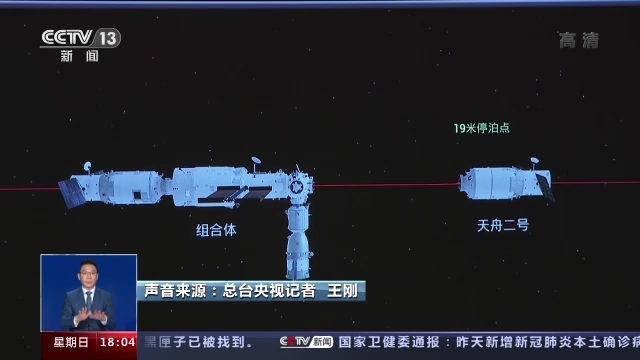 在航天员采取手控遥操作的方式,天舟二号完成了空间站组合体交会对接