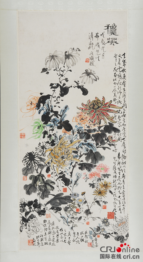 图片默认标题_fororder_2张大千等合作花卉图轴（秋英会）