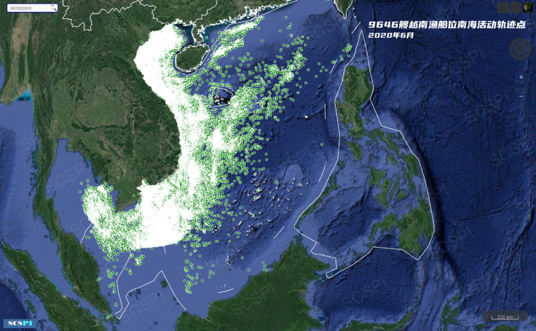 图片默认标题_fororder_越南渔船六月在南海活动轨迹 图源：南海战略态势感知